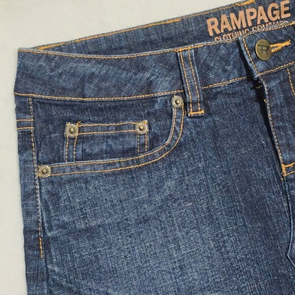 Rampage ✦ Y2K Raw Hem Mini Skirt ✦ Dark Wash Denim Classic Jean Size 1 NWOT - Picture 4 of 8